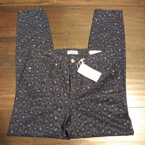 👖Blue Leopard Print Midrise Ankle Skinny Jeans👖